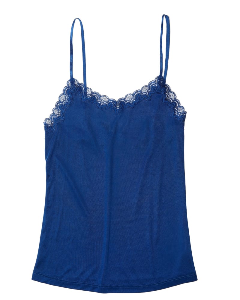 Front of a size 2XLarge Soft Silk Camisole in Estate Blue by Uwila Warrior. | dia_product_style_image_id:242449